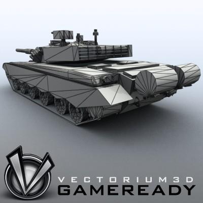 3D Model of Game-ready model of modern Chinese main battle tank ZTZ99 (Type 99) with two RGB textures: 1024x1024 for tank and 1024x512 for track and wheels. - 3D Render 8